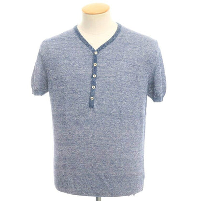 [New] CIRCOLO 1901 Linen Cotton Short Sleeve Henley Knit Blue [Size XS] [BLU] [S/S] [Condition Rank N] [Men&