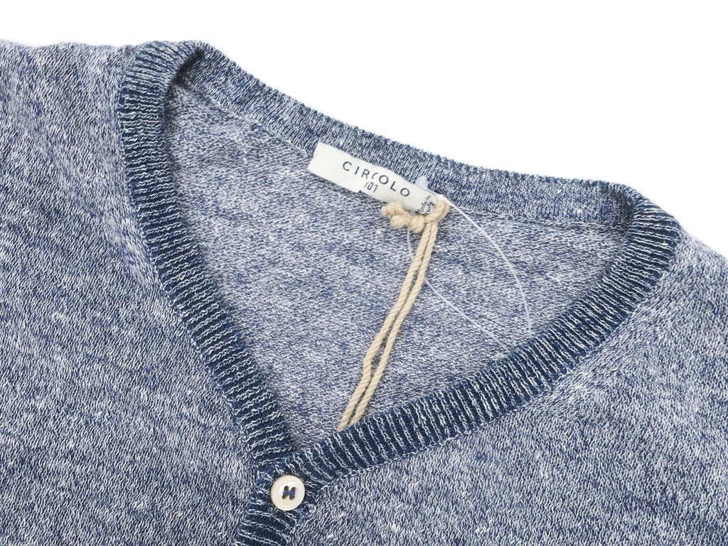 [New] CIRCOLO 1901 Linen Cotton Short Sleeve Henley Knit Blue [Size XS] [BLU] [S/S] [Condition Rank N] [Men&