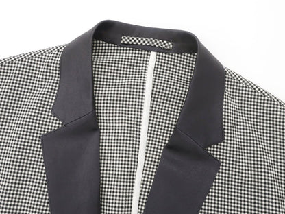 [Used] SOE Gingham Check Wool Polyester 2B Jacket Black x White [Size 2] [BLK] [S/S] [Condition Rank B] [Men&