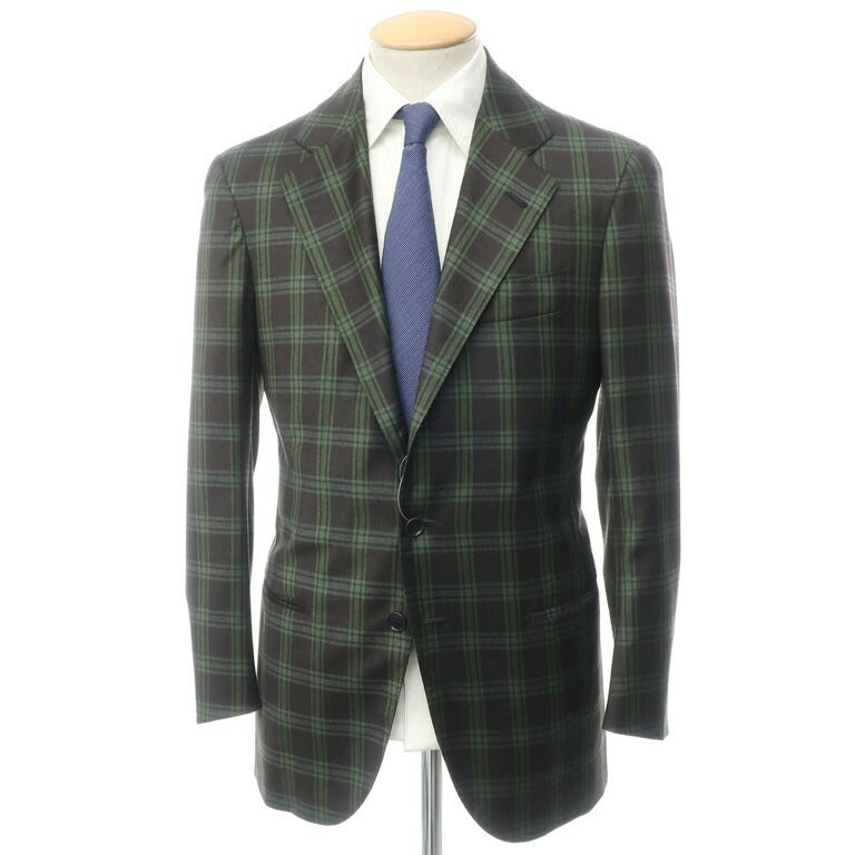 【中古】【未使用】サルトリア セミナーラ Sartoria Seminara ウール チェック 3B ジャケット ブラックブラウン×グリーン【サイズ表記なし（S位）】【BRW】【A/W】【状態ランクS】【メンズ】【10102-955438】