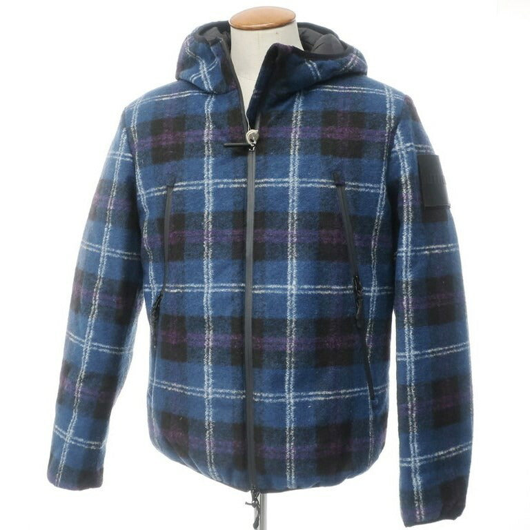 [Used] [Unused] OUTHERE Check Polyester Wool Down Blouson Dark Blue x Purple x White [Size M] [NVY] [A/W] [Condition Rank S] [Men&