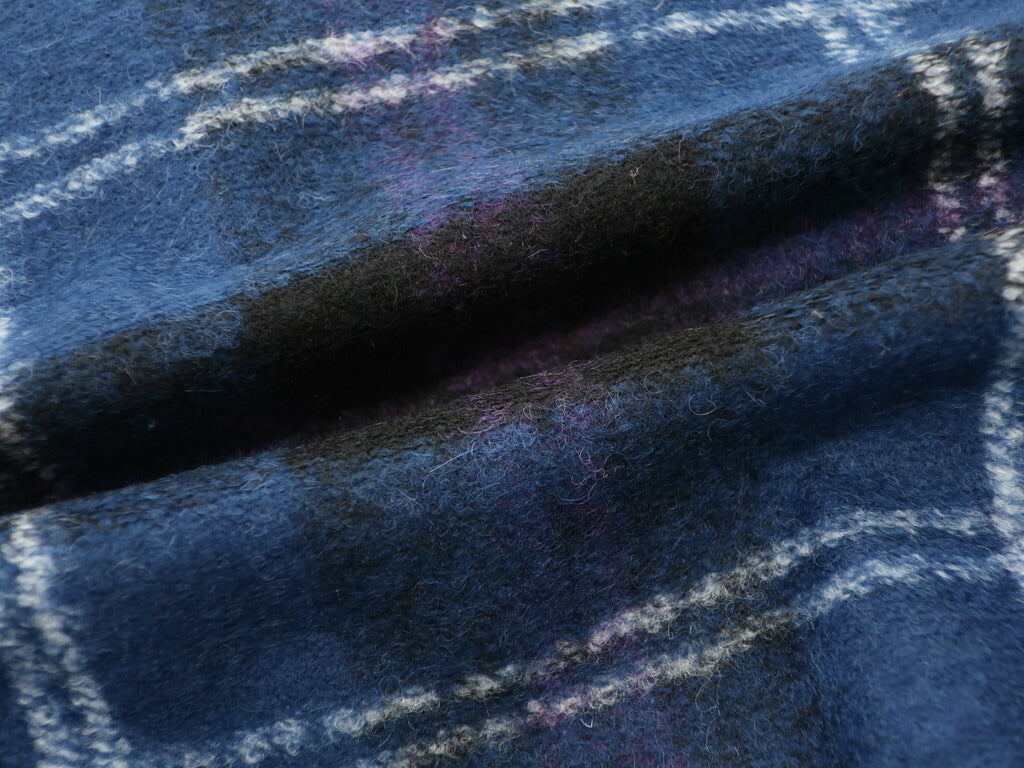 [Used] [Unused] OUTHERE Check Polyester Wool Down Blouson Dark Blue x Purple x White [Size M] [NVY] [A/W] [Condition Rank S] [Men&