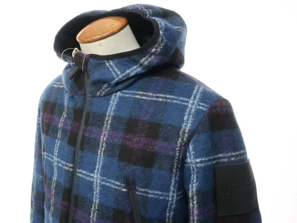 [Used] [Unused] OUTHERE Check Polyester Wool Down Blouson Dark Blue x Purple x White [Size M] [NVY] [A/W] [Condition Rank S] [Men&