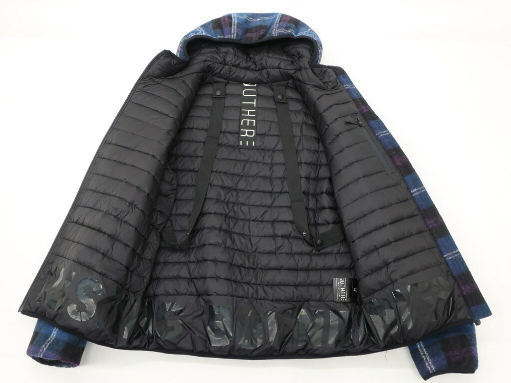 [Used] [Unused] OUTHERE Check Polyester Wool Down Blouson Dark Blue x Purple x White [Size M] [NVY] [A/W] [Condition Rank S] [Men&