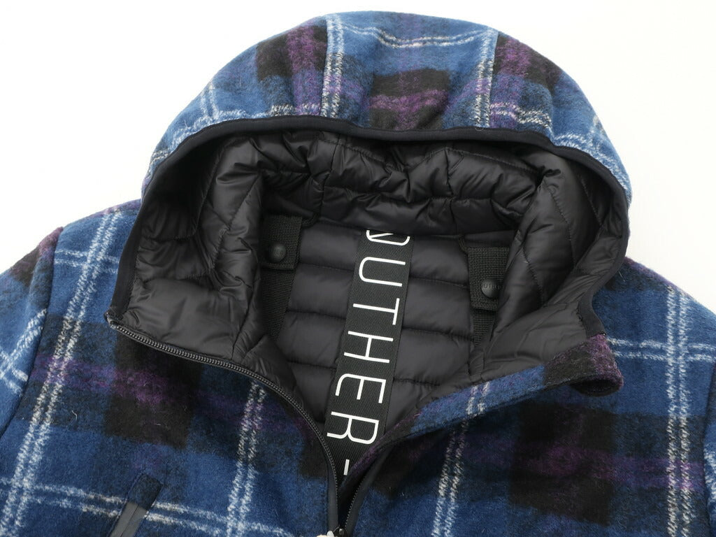 [Used] [Unused] OUTHERE Check Polyester Wool Down Blouson Dark Blue x Purple x White [Size M] [NVY] [A/W] [Condition Rank S] [Men&