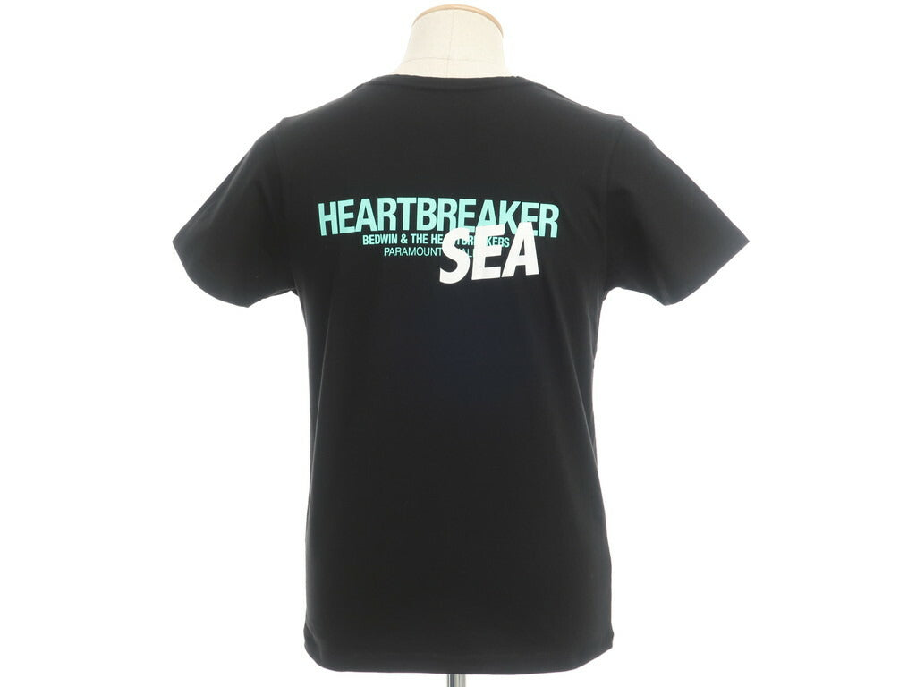 【中古】ベドウィン BEDWIN &amp;THE HEARTBREAKERS WIND AND SEAコラボ コットン 半袖クルーネックTシャツ ブラック【サイズ1】【BLK】【S/S】【状態ランクB】【メンズ】【10702-955438】