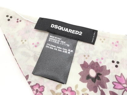 [New] DSQUARED2 Floral Cotton Silk Stole Light Beige x Purple [BEI] [S/S] [Condition Rank N] [Men&