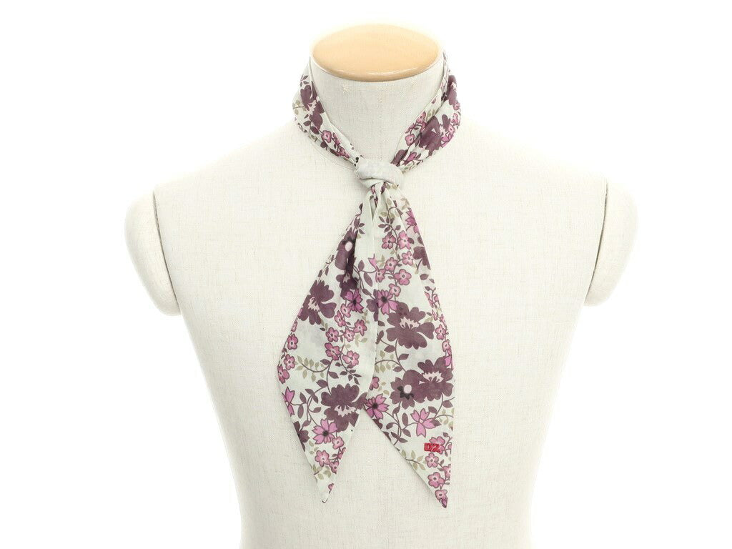 [New] DSQUARED2 Floral Cotton Silk Stole Light Beige x Purple [BEI] [S/S] [Condition Rank N] [Men&