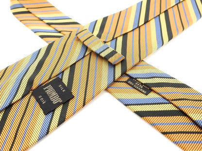 [Used] PIOMBO 3-fold striped silk tie in orange brown and yellow [BRW] [S/S/A/W] [Condition: A] [Men&