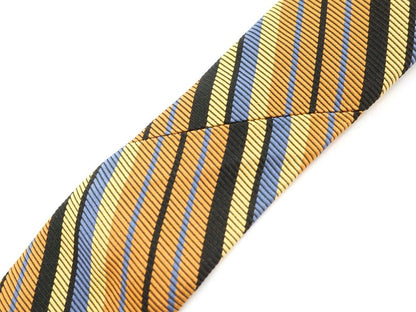 [Used] PIOMBO 3-fold striped silk tie in orange brown and yellow [BRW] [S/S/A/W] [Condition: A] [Men&