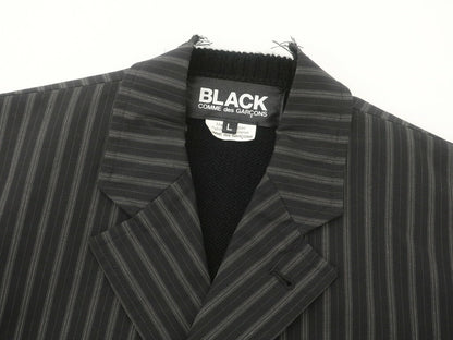 【中古】【未使用】ブラックコムデギャルソン BLACK COMME des GARCONS ポリエステルコットン ニット 切替 ジャケット ブラック×グレー【サイズL】【BLK】【A/W】【状態ランクS】【メンズ】【10102-955234】