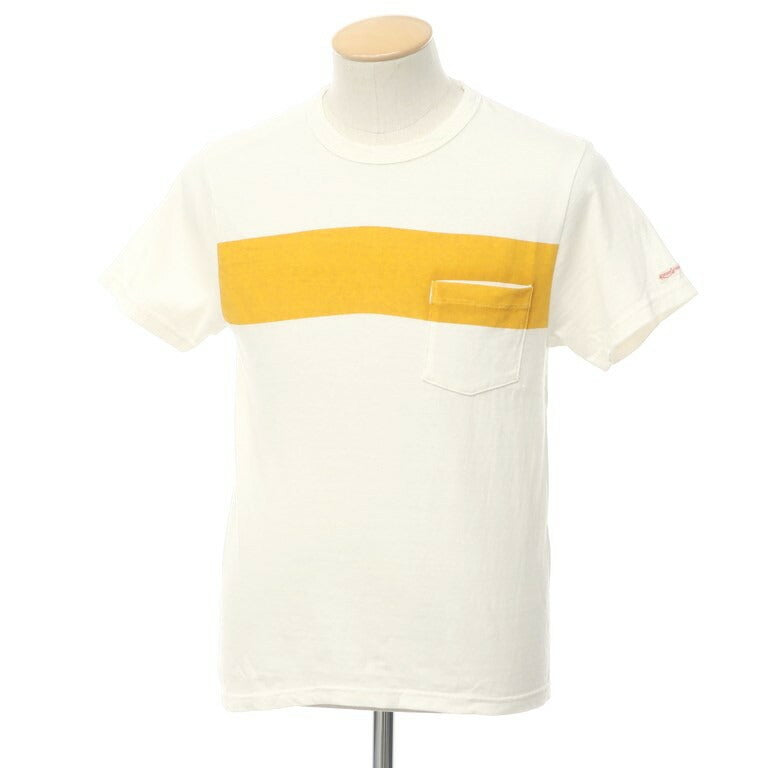 【中古】キャプテンサンシャイン KAPTAIN SUNSHINE コットン 半袖 クルーネック Tシャツ アイボリー×マスタード【サイズ表記なし（S位）】【WHT】【S/S】【状態ランクB】【メンズ】【10702-955298】