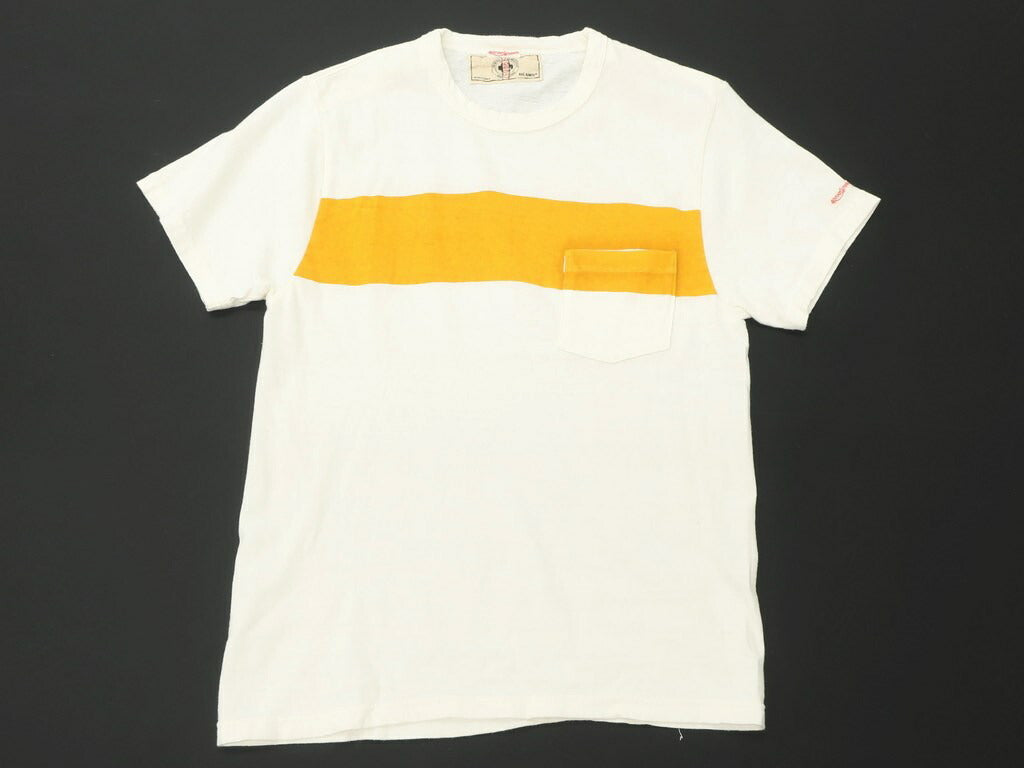 【中古】キャプテンサンシャイン KAPTAIN SUNSHINE コットン 半袖 クルーネック Tシャツ アイボリー×マスタード【サイズ表記なし（S位）】【WHT】【S/S】【状態ランクB】【メンズ】【10702-955298】