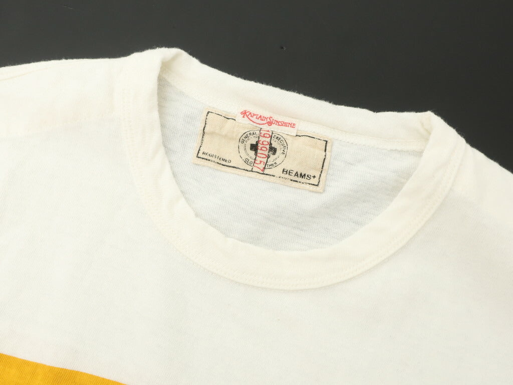 【中古】キャプテンサンシャイン KAPTAIN SUNSHINE コットン 半袖 クルーネック Tシャツ アイボリー×マスタード【サイズ表記なし（S位）】【WHT】【S/S】【状態ランクB】【メンズ】【10702-955298】
[EPD]