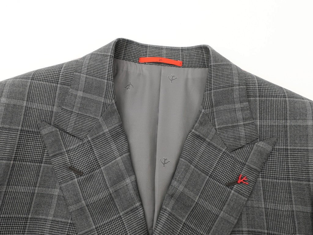 [New] ISAIA SANITA Wool Check Double-breasted Suit Dark Grey [Size 50] [GRY] [S/S] [Condition Rank N] [Men&