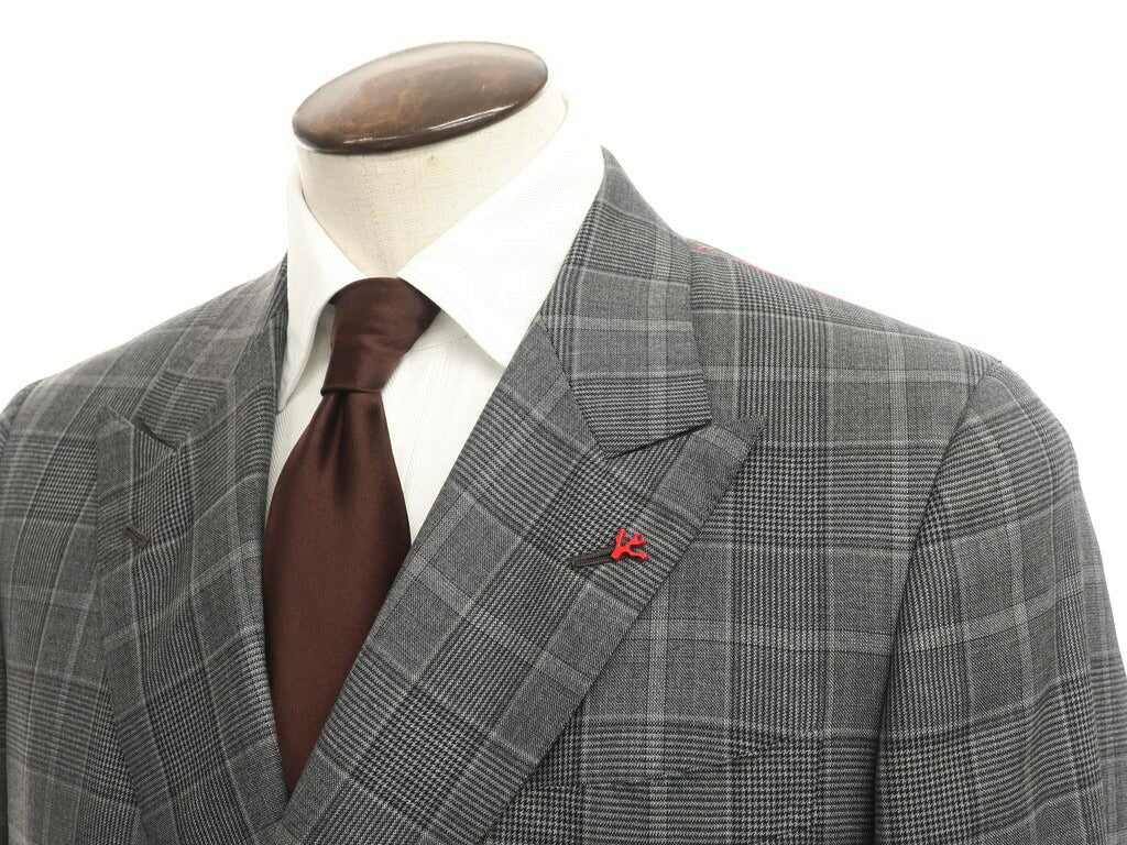 [New] ISAIA SANITA Wool Check Double-breasted Suit Dark Grey [Size 50] [GRY] [S/S] [Condition Rank N] [Men&