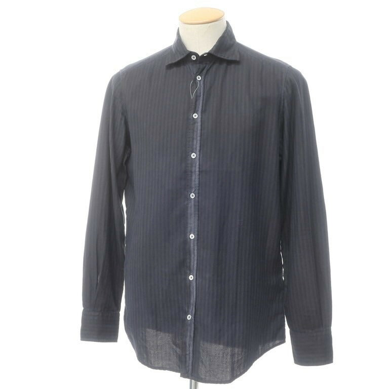 [Used] Massimo Alba Striped Cotton Semi-Wide Collar Shirt Dark Gray x Navy [Size S] [GRY] [S/S/A/W] [Condition Rank B] [Men&