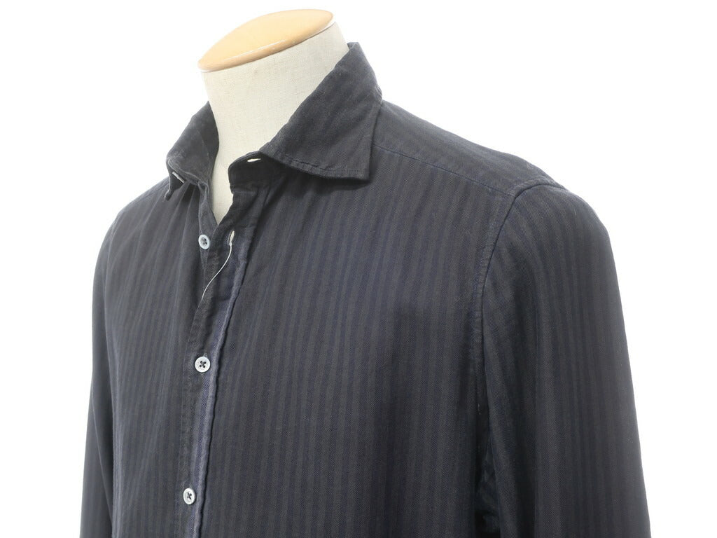 [Used] Massimo Alba Striped Cotton Semi-Wide Collar Shirt Dark Gray x Navy [Size S] [GRY] [S/S/A/W] [Condition Rank B] [Men&