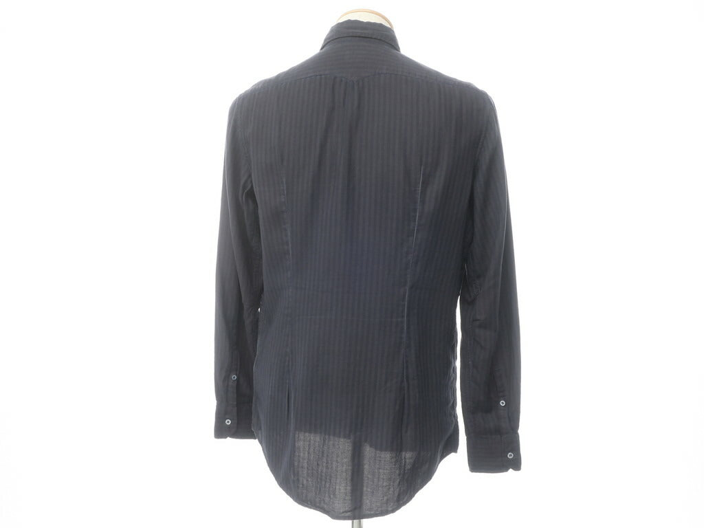 [Used] Massimo Alba Striped Cotton Semi-Wide Collar Shirt Dark Gray x Navy [Size S] [GRY] [S/S/A/W] [Condition Rank B] [Men&