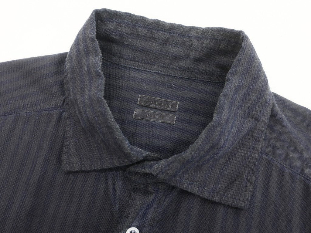 [Used] Massimo Alba Striped Cotton Semi-Wide Collar Shirt Dark Gray x Navy [Size S] [GRY] [S/S/A/W] [Condition Rank B] [Men&