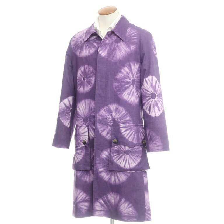 [New Outlet] LABRUM LONDON Spring/Summer 2022 Tie-dyed Cotton Balmac Coat Purple [Size M] [PUP] [S/S] [Condition Rank N-] [Men&