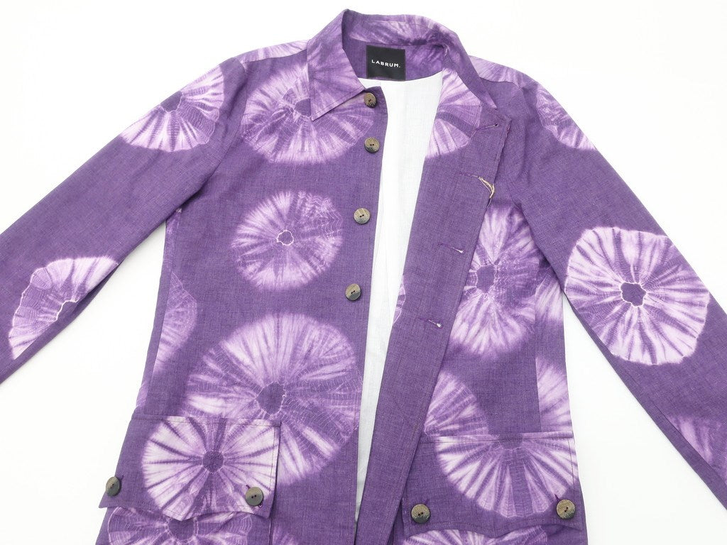 [New Outlet] LABRUM LONDON Spring/Summer 2022 Tie-dyed Cotton Balmac Coat Purple [Size M] [PUP] [S/S] [Condition Rank N-] [Men&