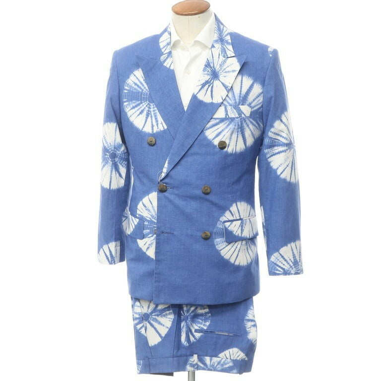 [New Outlet] LABRUM LONDON Spring/Summer 2022 Cotton Tie-dyed Set-up Double-breasted Suit Blue x White [Size M/M] [BLU] [S/S] [Condition Rank N-] [Men&