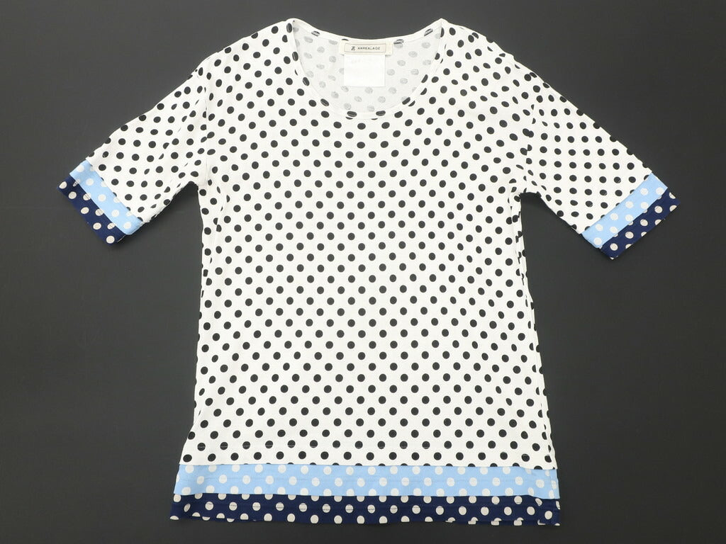 [Used] ANREALAGE Cotton Short Sleeve Polka Dot Crew Neck T-Shirt White x Black [Size M] [WHT] [S/S] [Condition Rank B] [Men&