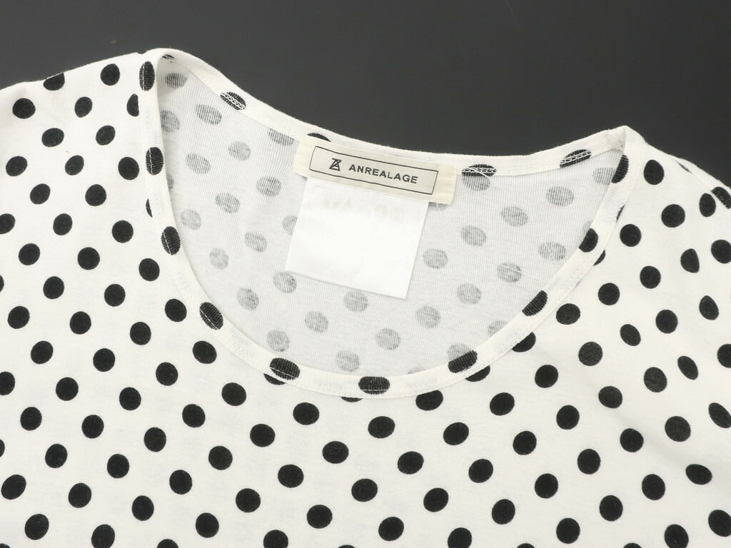 [Used] ANREALAGE Cotton Short Sleeve Polka Dot Crew Neck T-Shirt White x Black [Size M] [WHT] [S/S] [Condition Rank B] [Men&