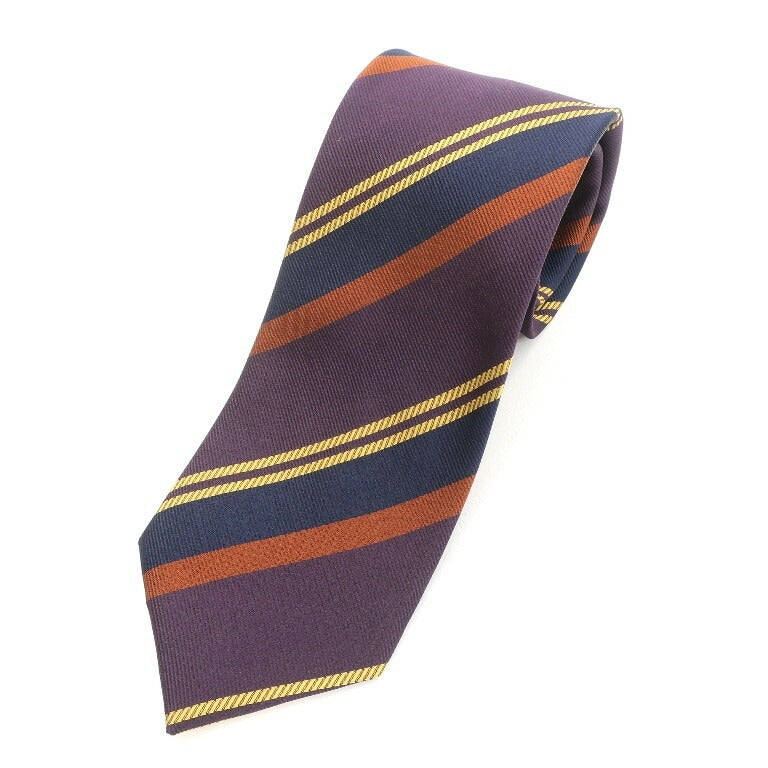 [New] GIERRE MILANO 3-fold striped silk tie, dark purple x navy [PUP] [S/S/A/W] [Condition rank N] [Men&