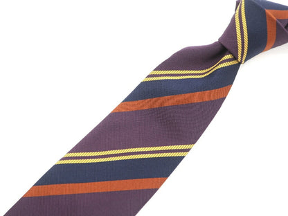 [New] GIERRE MILANO 3-fold striped silk tie, dark purple x navy [PUP] [S/S/A/W] [Condition rank N] [Men&