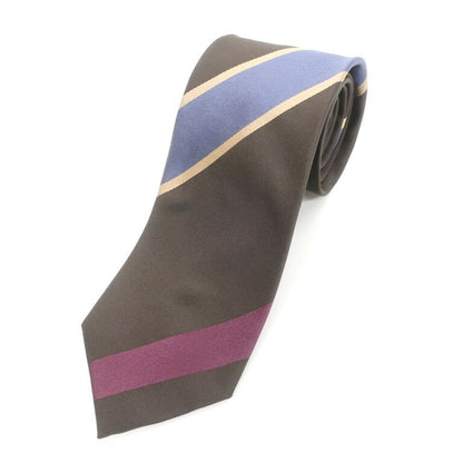 [New] GIERRE MILANO 3-fold striped silk tie, dark brown [BRW] [S/S/A/W] [Condition rank N] [Men&