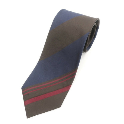 [New Outlet] GIERRE MILANO 3-fold panel stripe silk tie, dark brown x navy [BRW] [S/S/A/W] [Condition Rank N-] [Men&