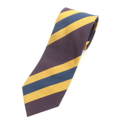 [New] GIERRE MILANO 3-fold striped silk tie, dark purple x yellow [PUP] [S/S/A/W] [Condition Rank N] [Men&