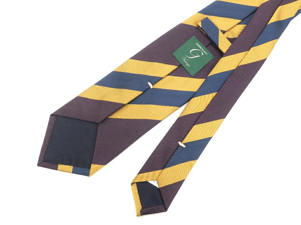 [New] GIERRE MILANO 3-fold striped silk tie, dark purple x yellow [PUP] [S/S/A/W] [Condition Rank N] [Men&