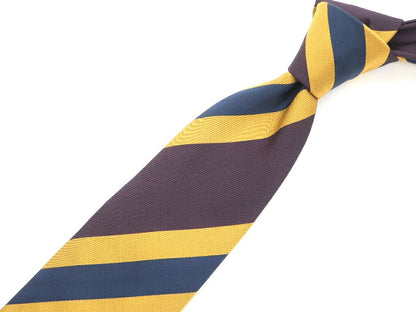 [New] GIERRE MILANO 3-fold striped silk tie, dark purple x yellow [PUP] [S/S/A/W] [Condition Rank N] [Men&