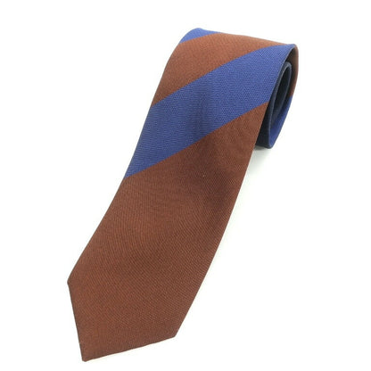 [New] GIERRE MILANO 3-fold panel stripe silk tie, navy x brown [NVY] [S/S/A/W] [Condition rank N] [Men&