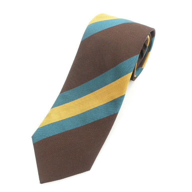 [New] GIERRE MILANO 3-fold striped silk tie brown x yellow [BRW] [S/S/A/W] [Condition rank N] [Men&