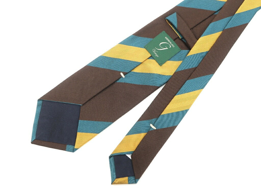 [New] GIERRE MILANO 3-fold striped silk tie brown x yellow [BRW] [S/S/A/W] [Condition rank N] [Men&