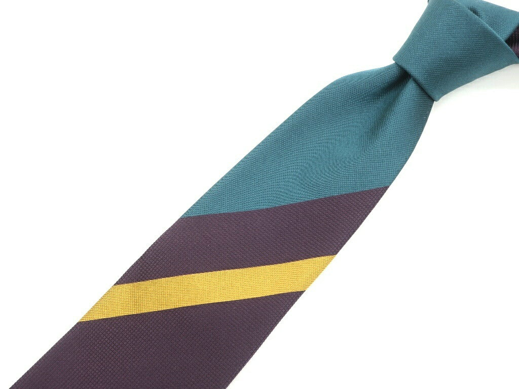 [New] GIERRE MILANO 3-fold panel stripe silk tie purple x blue green [PUP] [S/S/A/W] [Condition rank N] [Men&