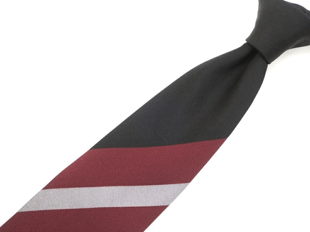 [New] GIERRE MILANO 3-fold panel stripe silk tie Bordeaux x black [RED] [S/S/A/W] [Condition rank N] [Men&