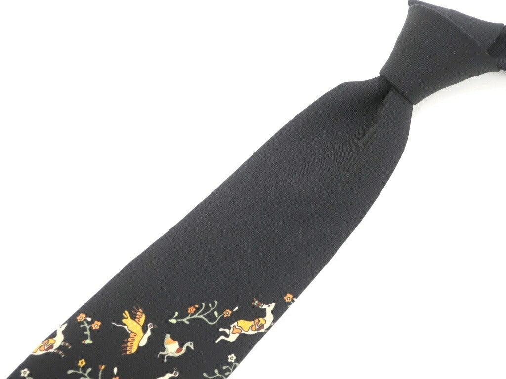 [New] GIERRE MILANO 3-fold printed panel wool silk tie, black [BLK] [S/S/A/W] [Condition rank N] [Men&