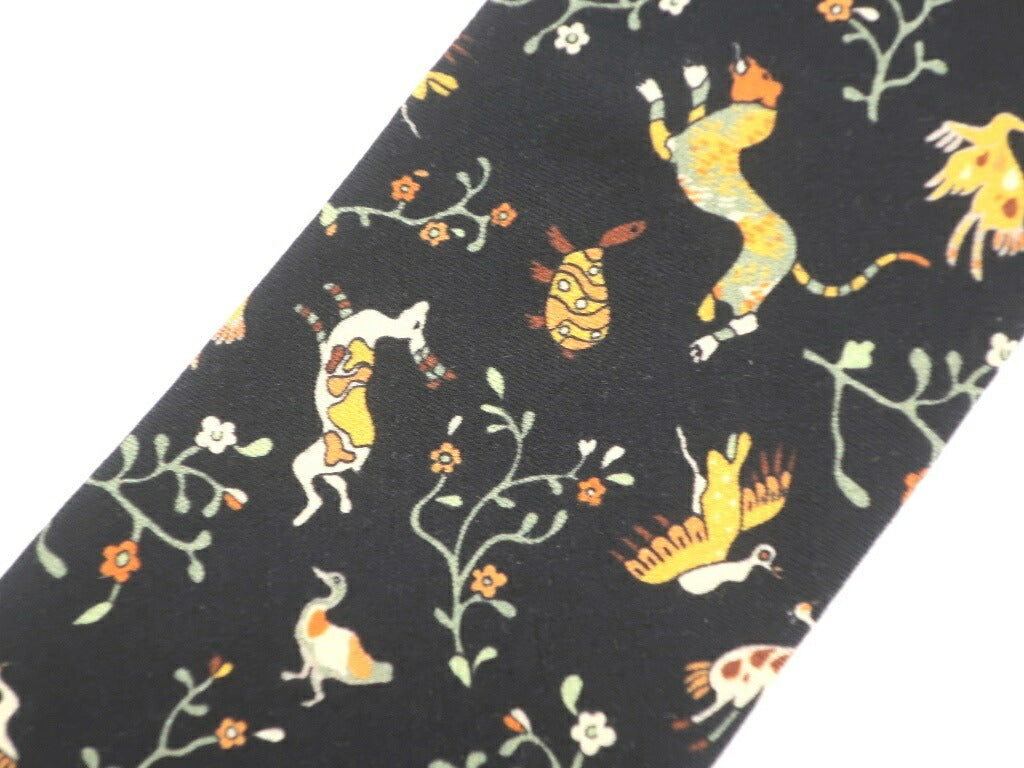 [New] GIERRE MILANO 3-fold printed panel wool silk tie, black [BLK] [S/S/A/W] [Condition rank N] [Men&