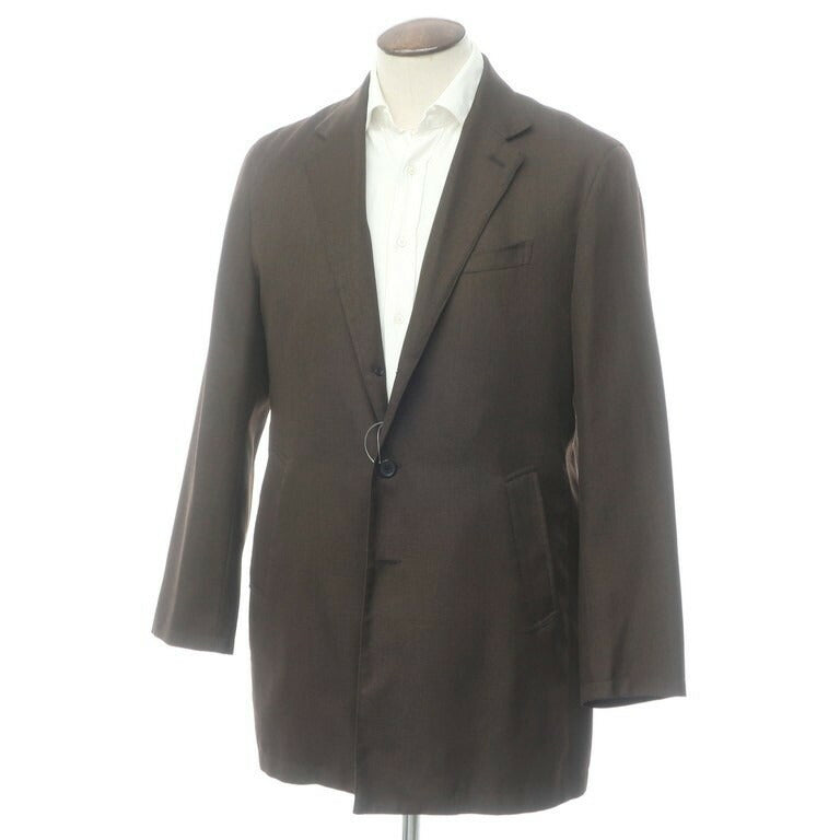 [Used] MICHEL KLEIN HOMME Polyester Herringbone Chester Coat Brown [Size 51] [BRW] [S/S] [Condition Rank B] [Men&