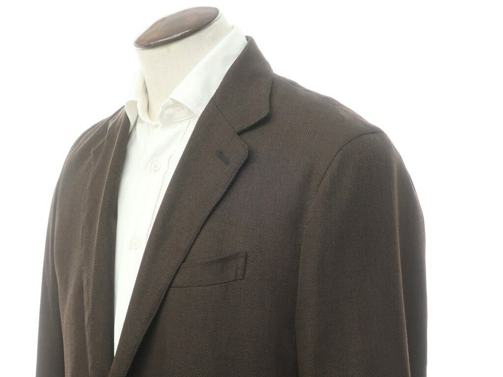 [Used] MICHEL KLEIN HOMME Polyester Herringbone Chester Coat Brown [Size 51] [BRW] [S/S] [Condition Rank B] [Men&