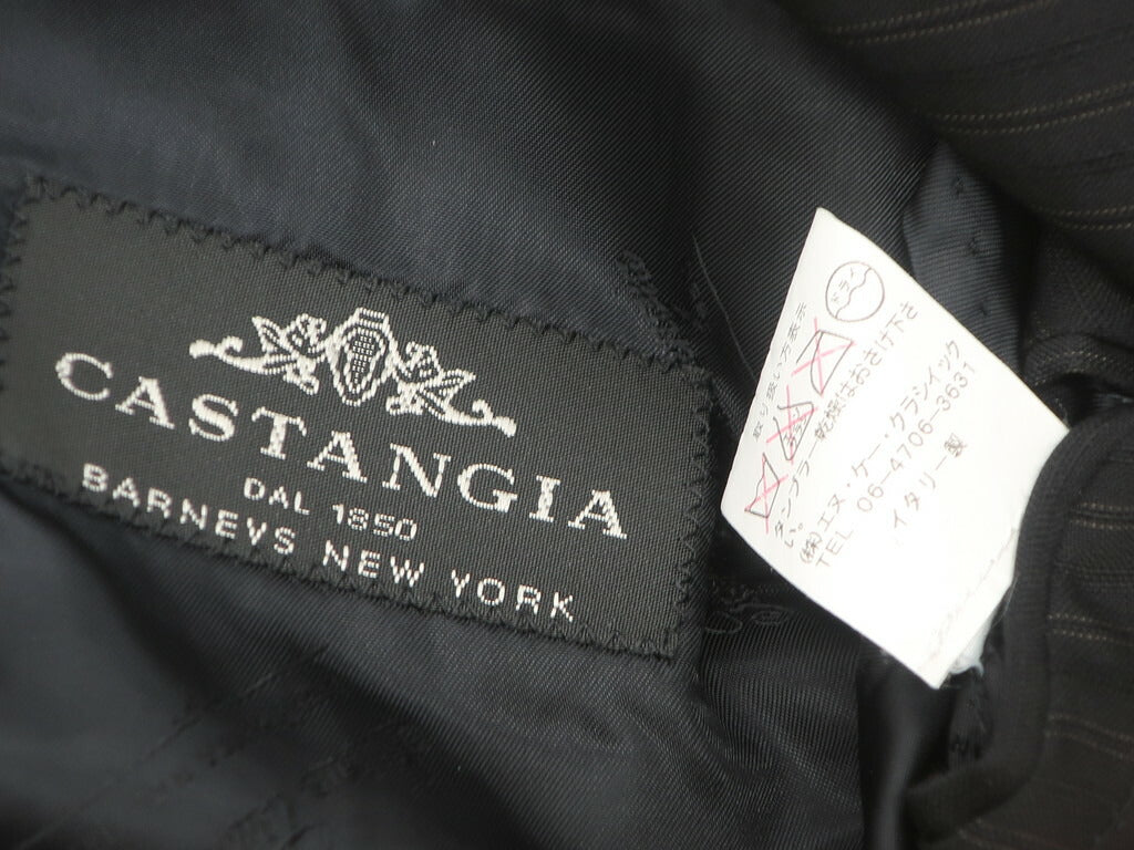 [Used] Castangia Barneys New York custom wool striped 2B suit set up black x brown [Size 44] [BLK] [S/S] [Condition Rank B] [Men&