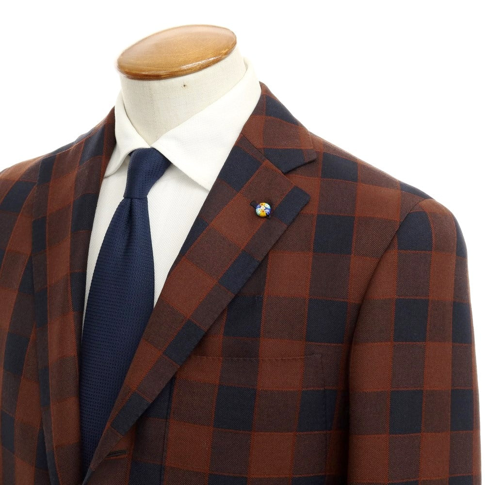 [New] Belvest JACKET IN THE BOX Wool Check 3-Button Suit Brown x Navy [Size 46] [BRW] [A/W] [Condition Rank N] [Men&