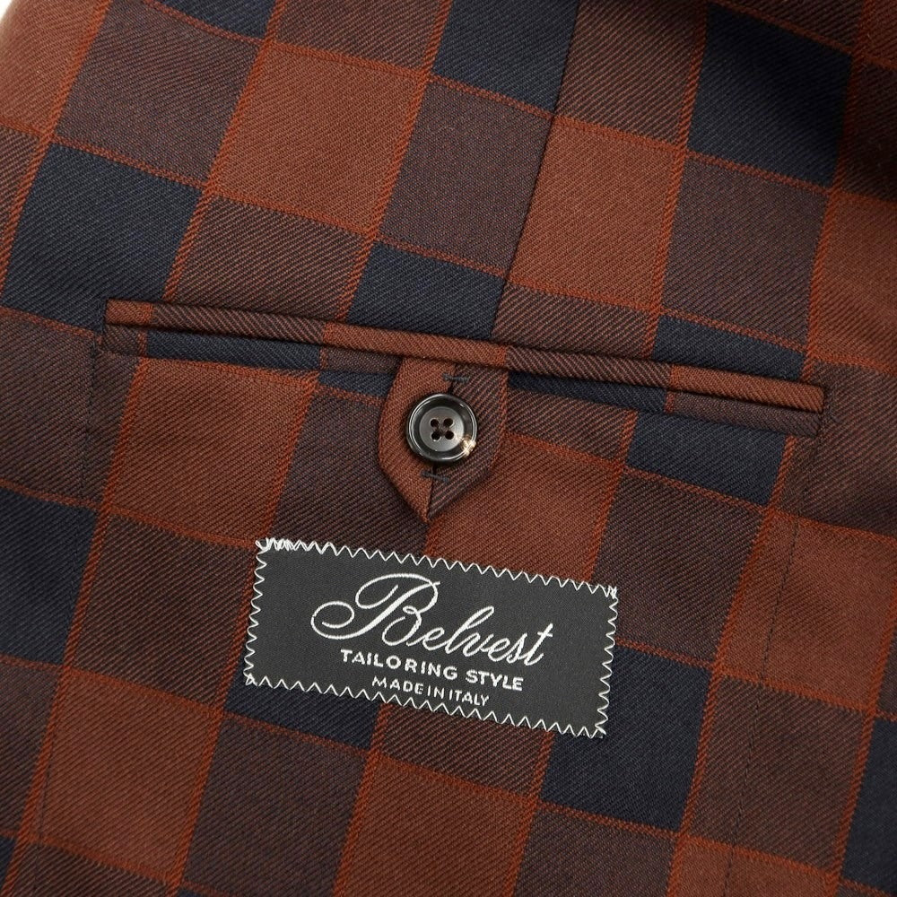 [New] Belvest JACKET IN THE BOX Wool Check 3-Button Suit Brown x Navy [Size 46] [BRW] [A/W] [Condition Rank N] [Men&