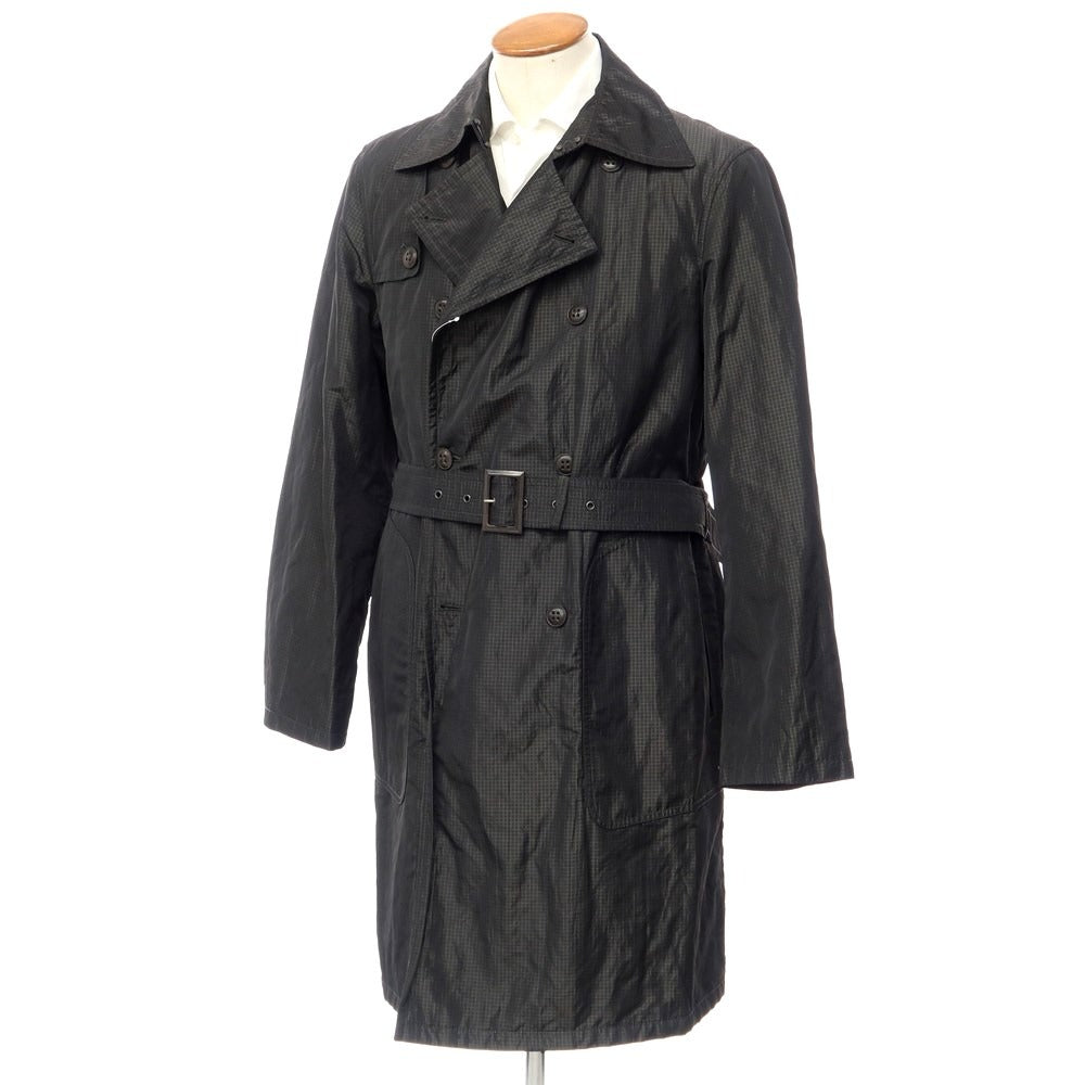 【中古】ジョルジオアルマーニ GIORGIO ARMANI ポリエステルメタリック トレンチコート ブラックxグレー系【 50 】【 状態ランクB 】【 メンズ 】 [APD]