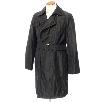 【中古】ジョルジオアルマーニ GIORGIO ARMANI ポリエステルメタリック トレンチコート ブラックxグレー系【 50 】【 状態ランクB 】【 メンズ 】[BPD]